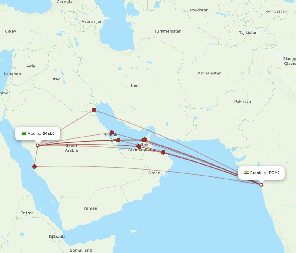 BOM-MED flight routes
