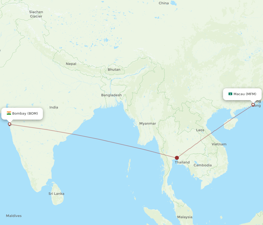 BOM to MFM flights and routes map