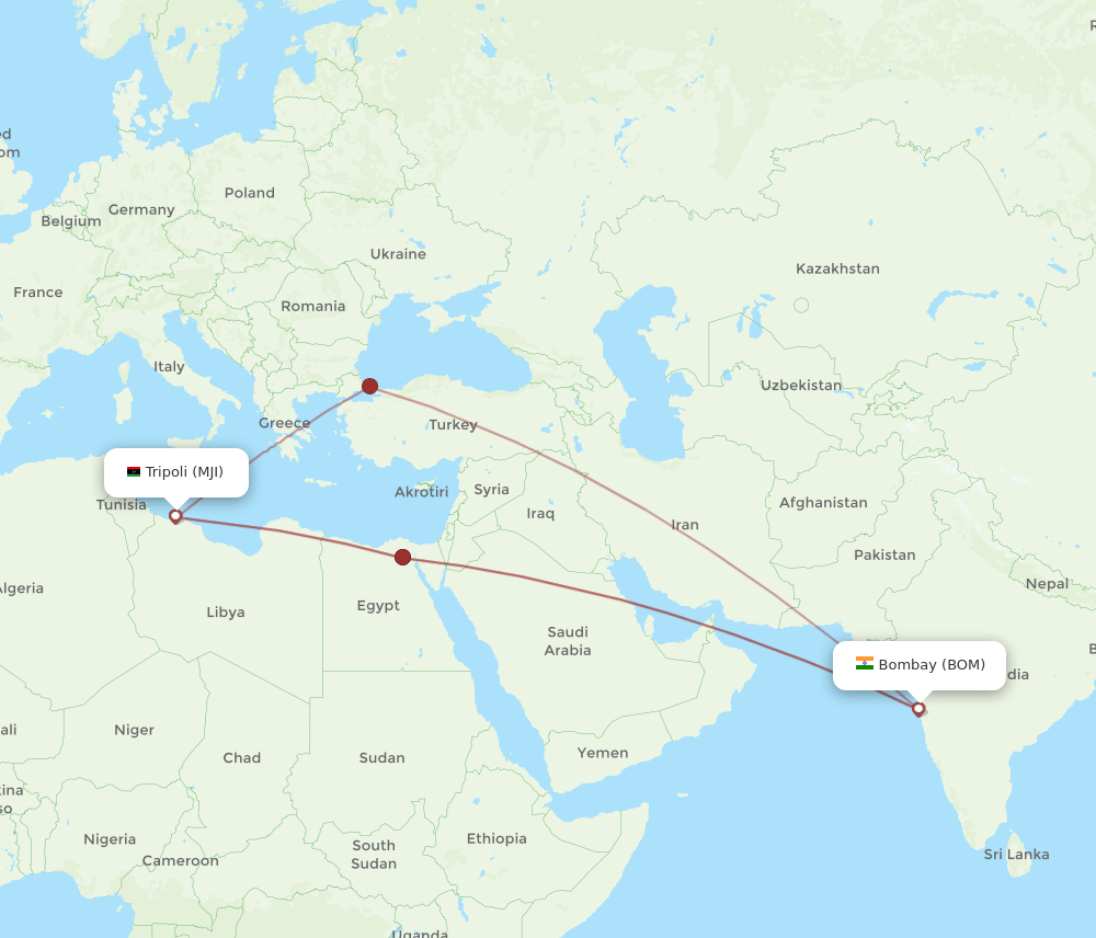 BOM-MJI flight routes
