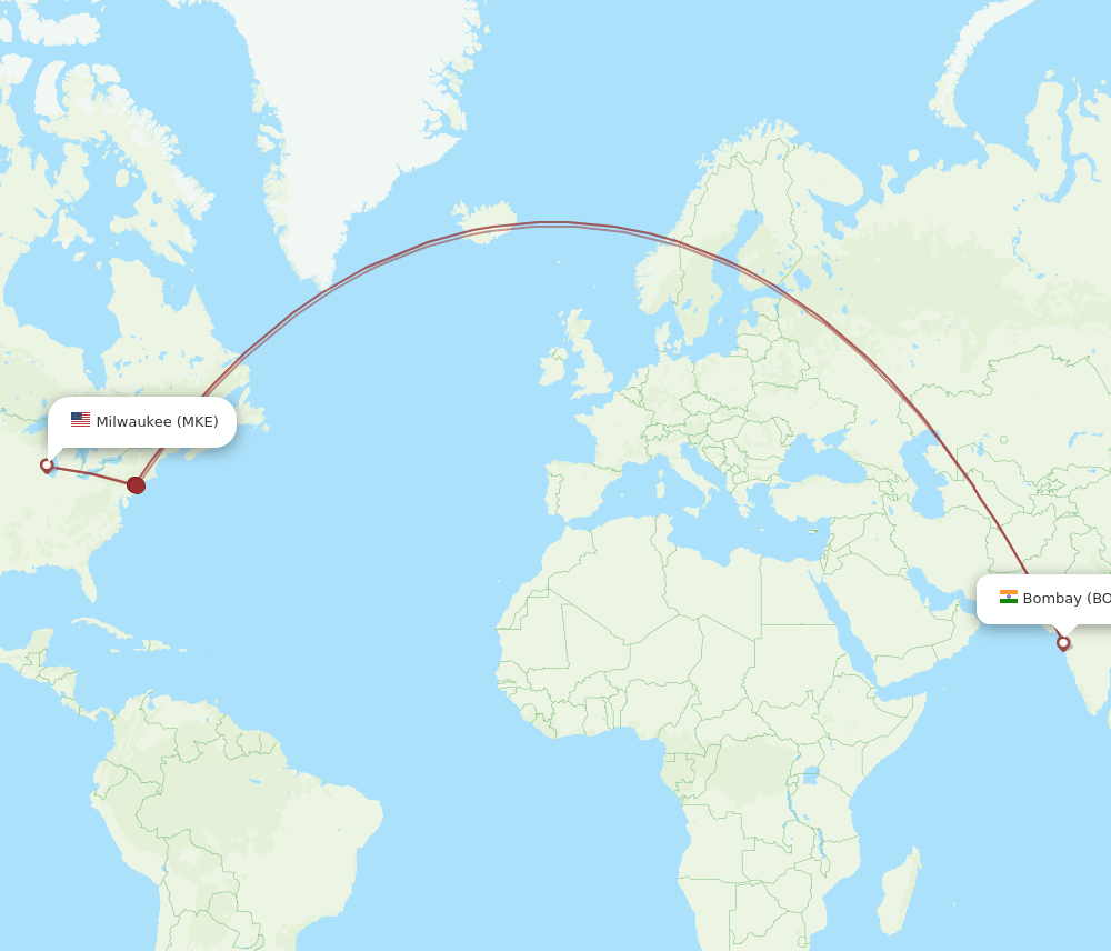BOM-MKE flight routes