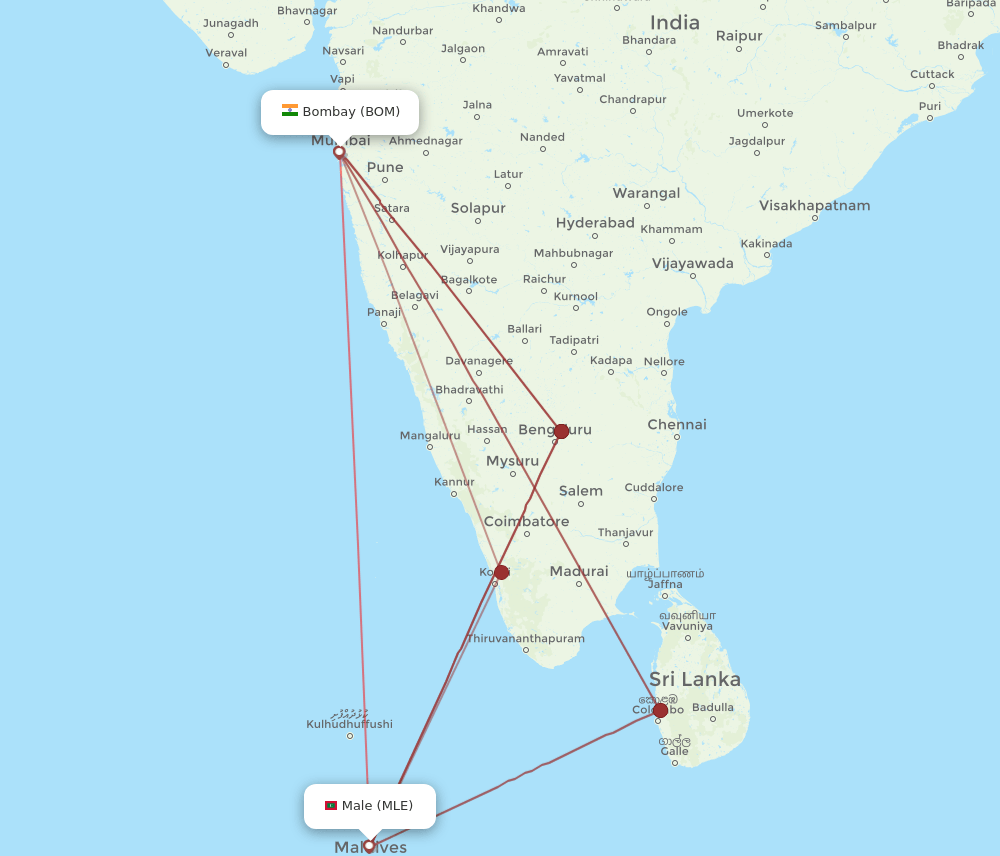 BOM-MLE flight routes