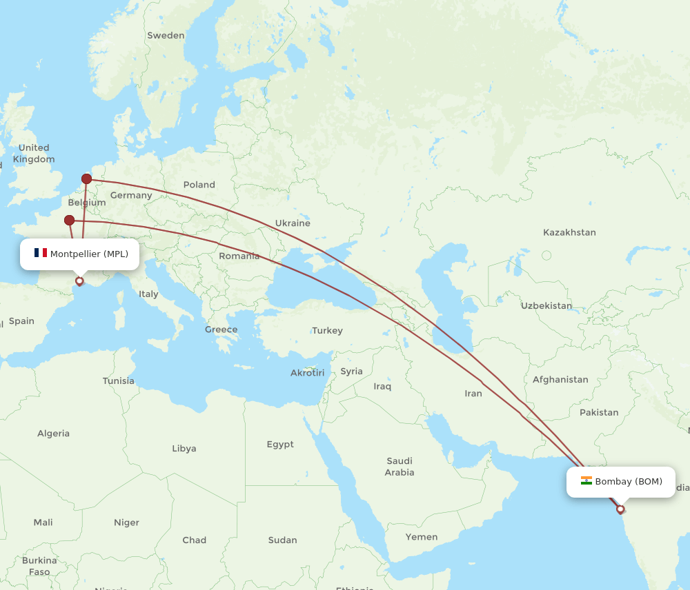 BOM-MPL flight routes