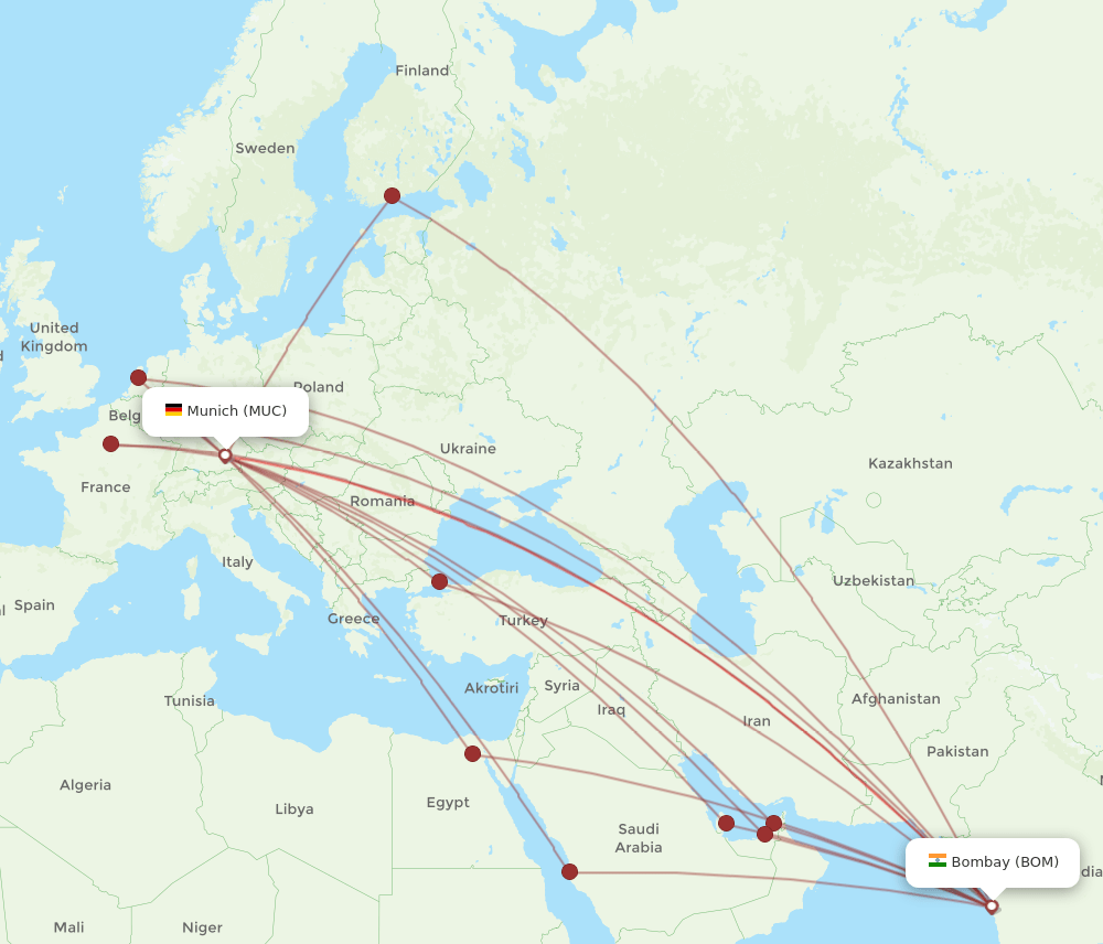 BOM-MUC flight routes