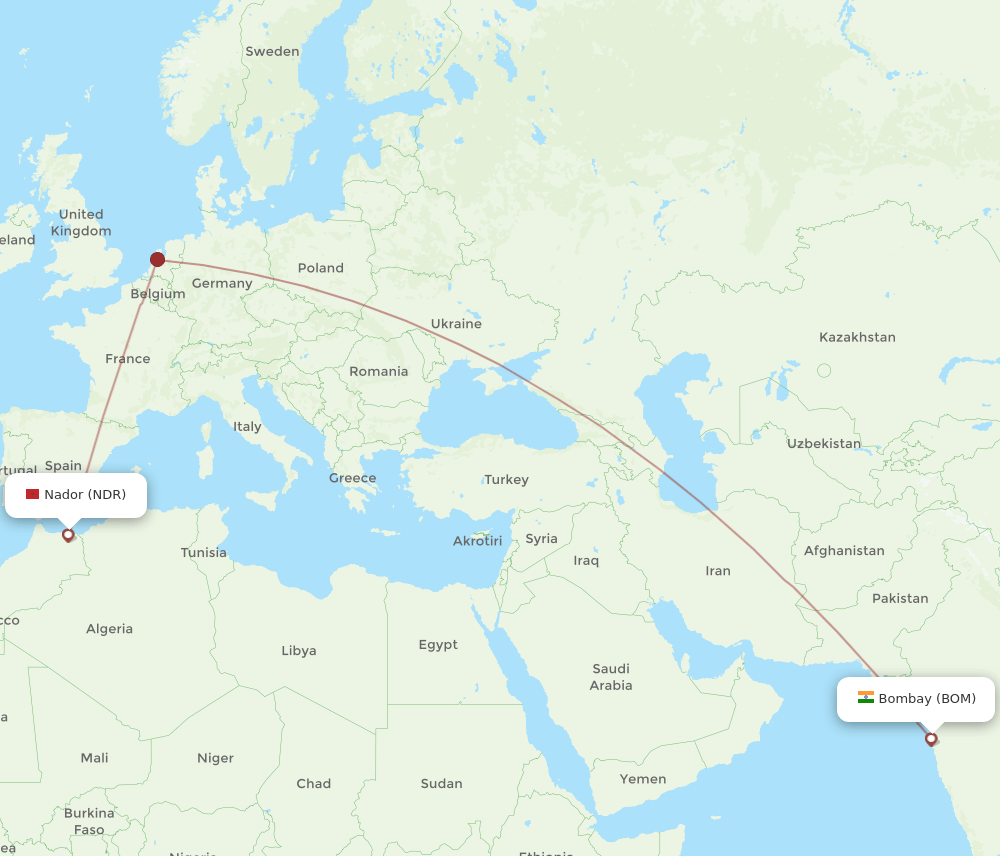 BOM to NDR flights and routes map