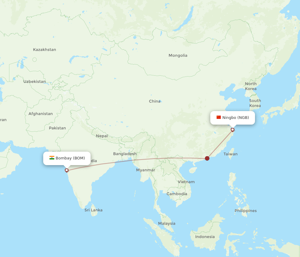 BOM-NGB flight routes