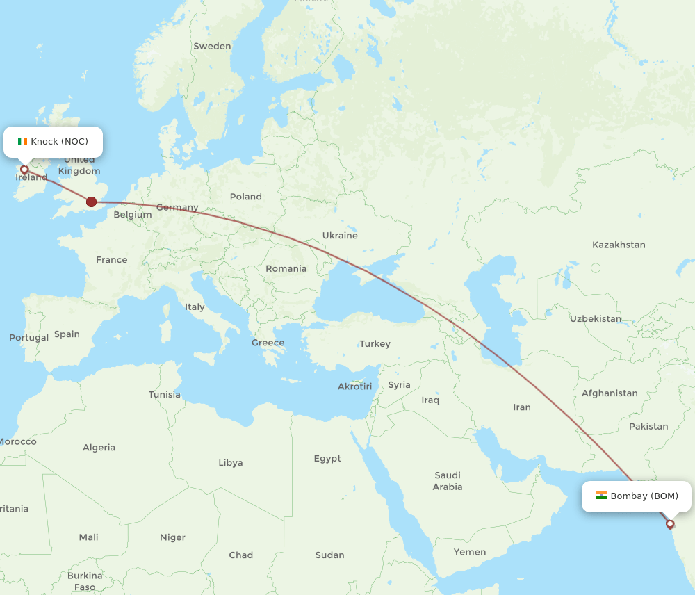 BOM-NOC flight routes