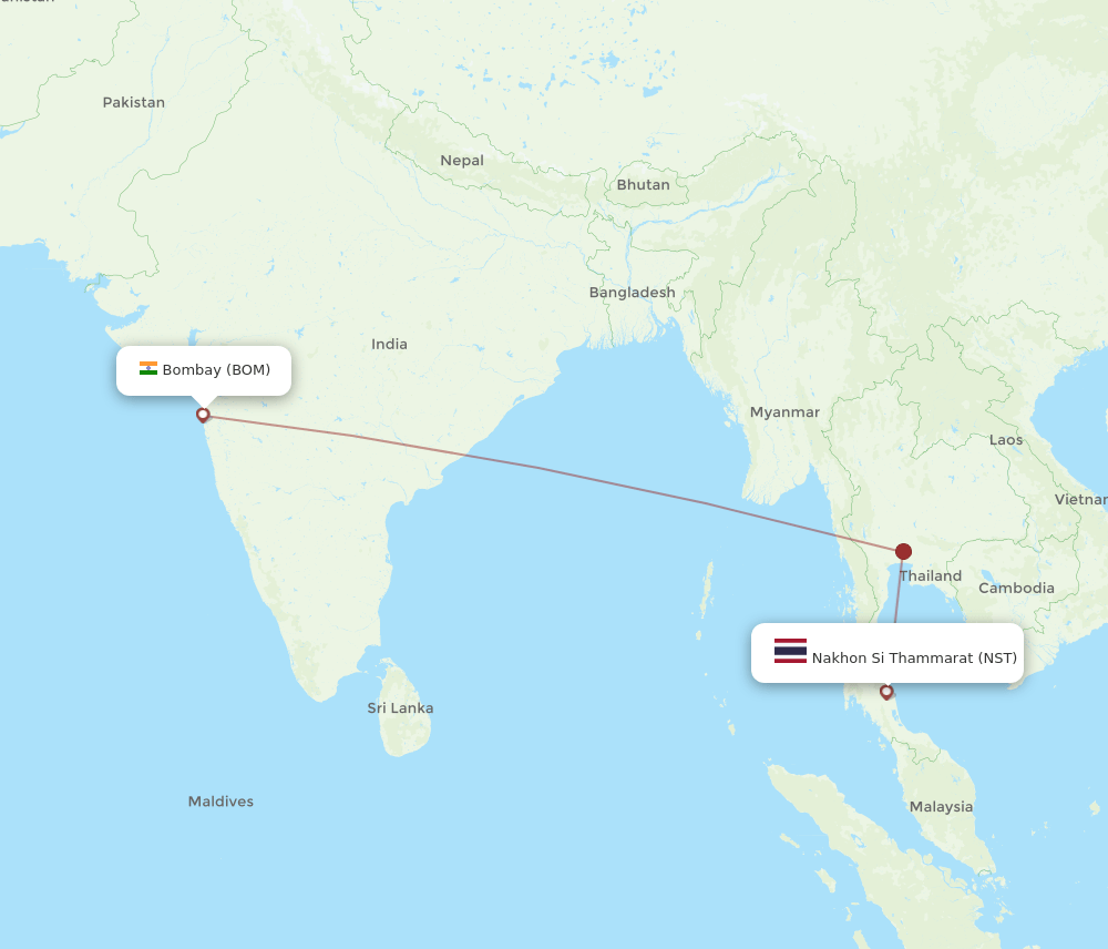 BOM-NST flight routes