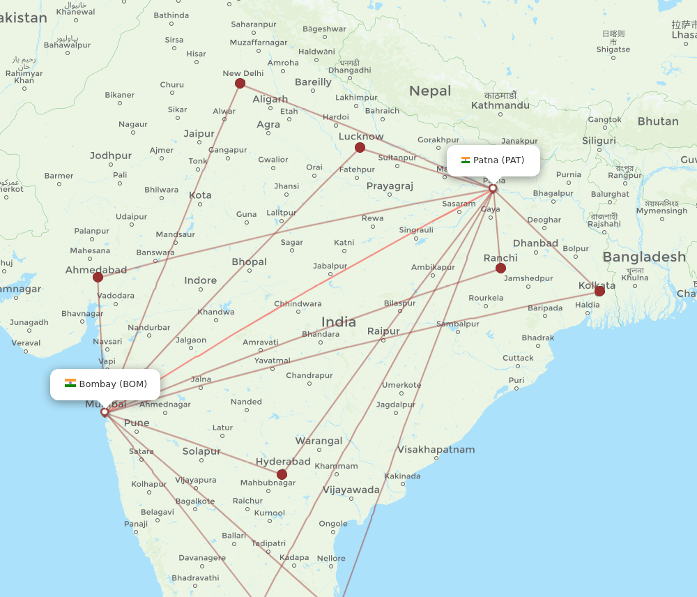 BOM-PAT flight routes