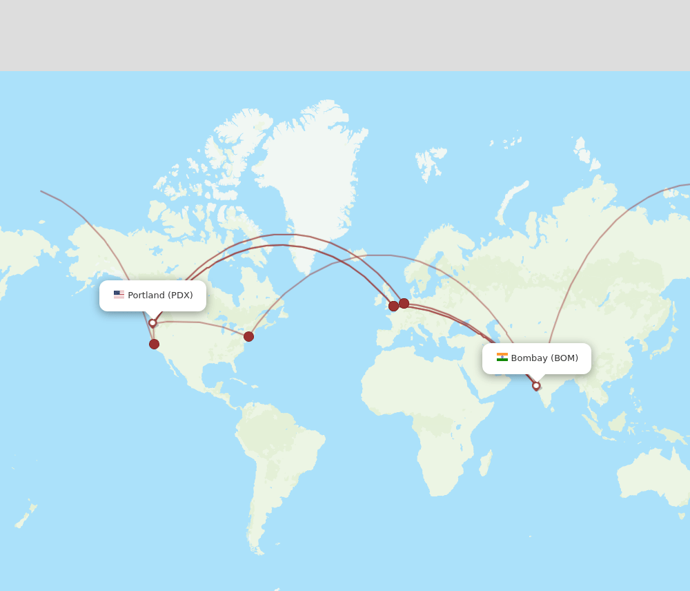 BOM-PDX flight routes