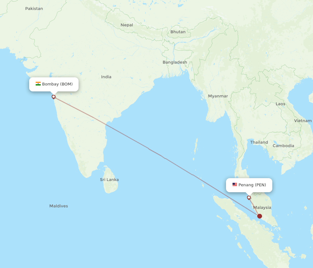 BOM-PEN flight routes