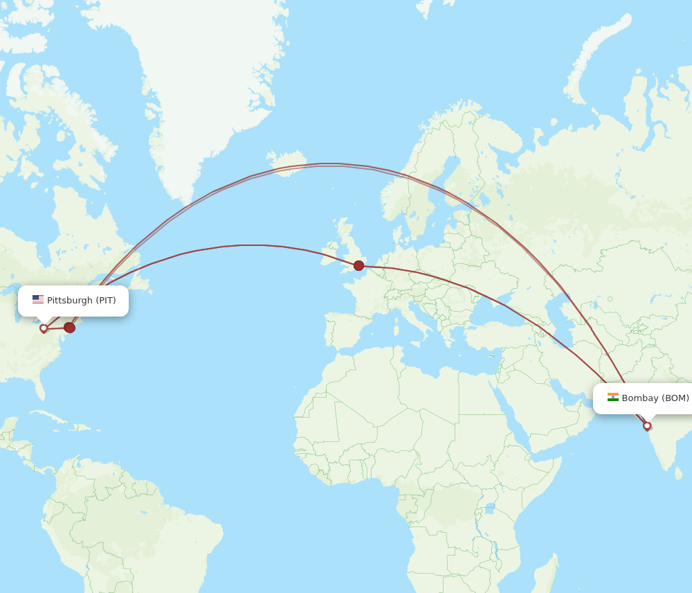 BOM-PIT flight routes