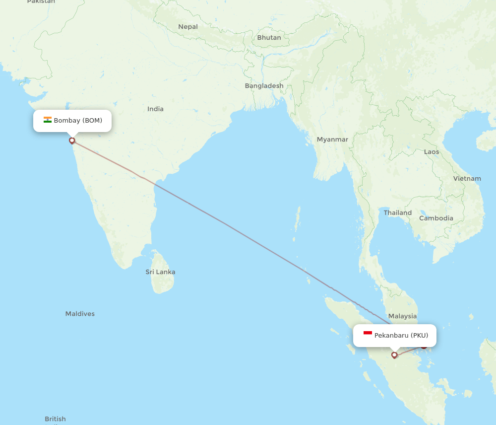 BOM-PKU flight routes