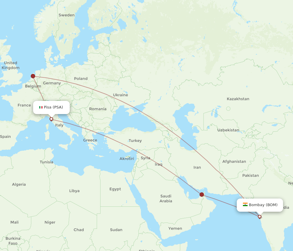 BOM to PSA flights and routes map