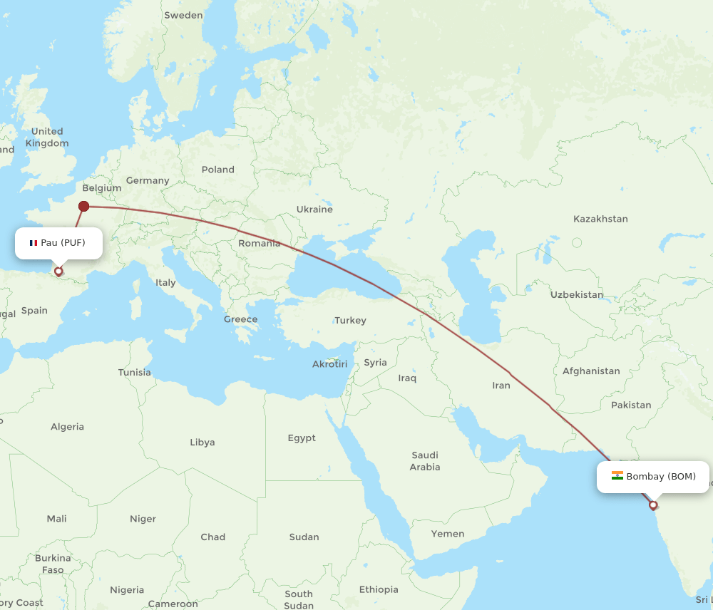BOM-PUF flight routes