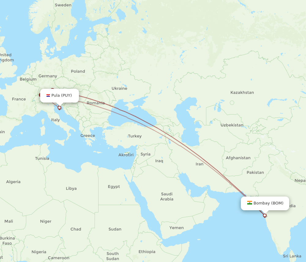 BOM-PUY flight routes
