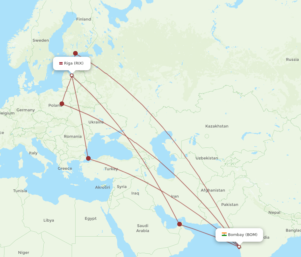 BOM-RIX flight routes