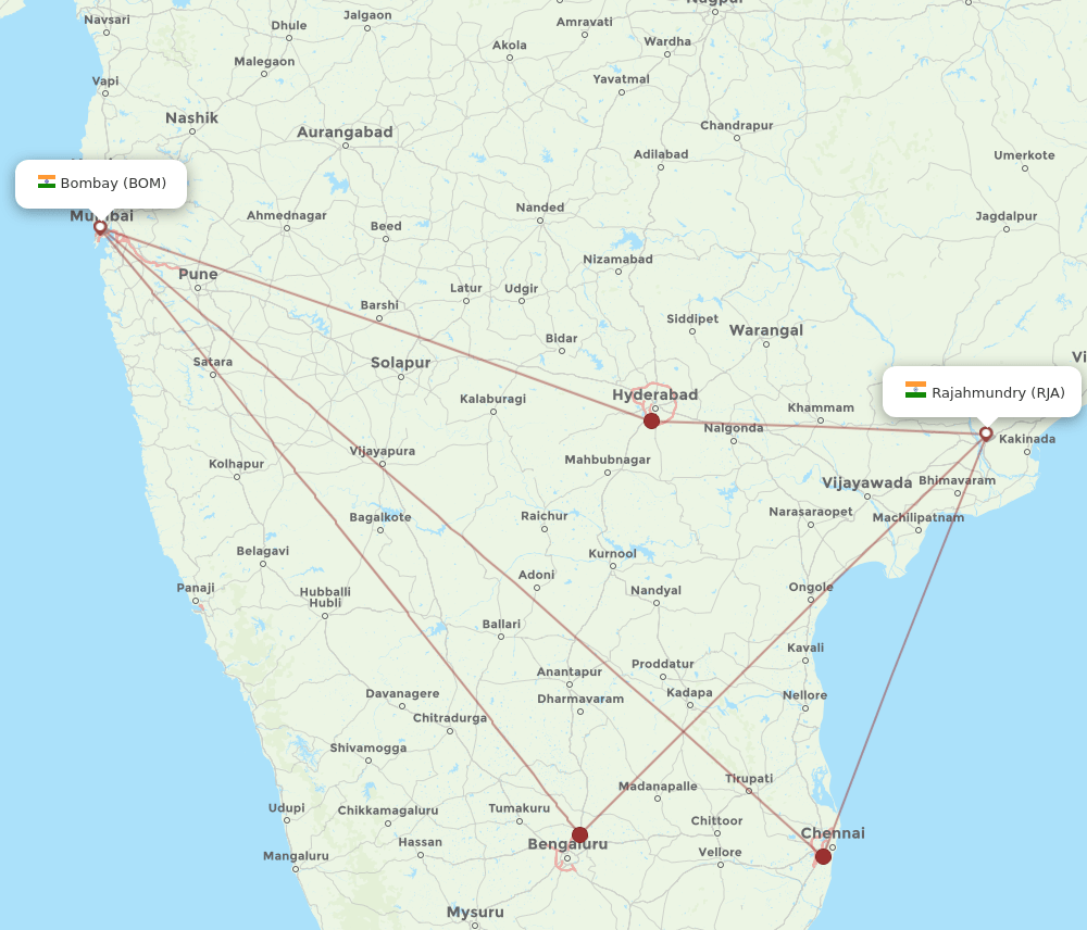 BOM-RJA flight routes