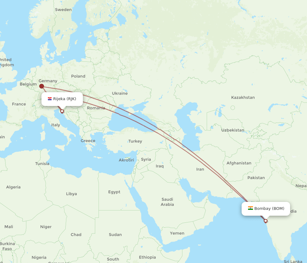 BOM-RJK flight routes