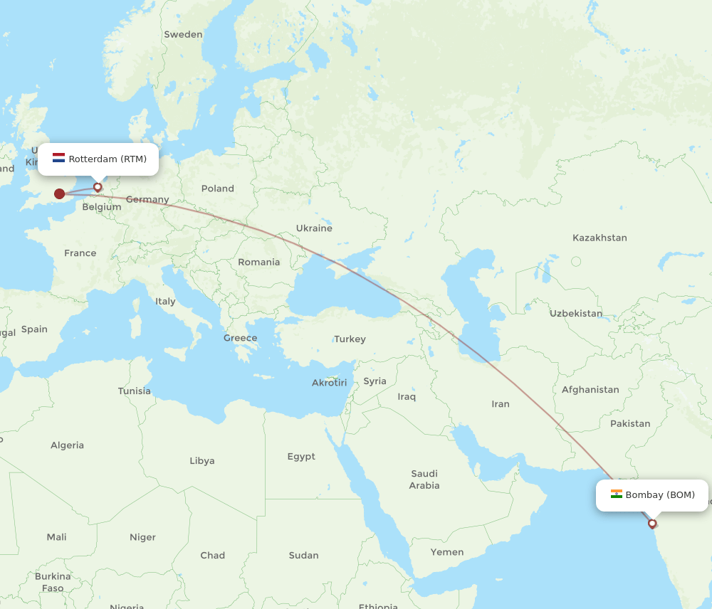 BOM-RTM flight routes