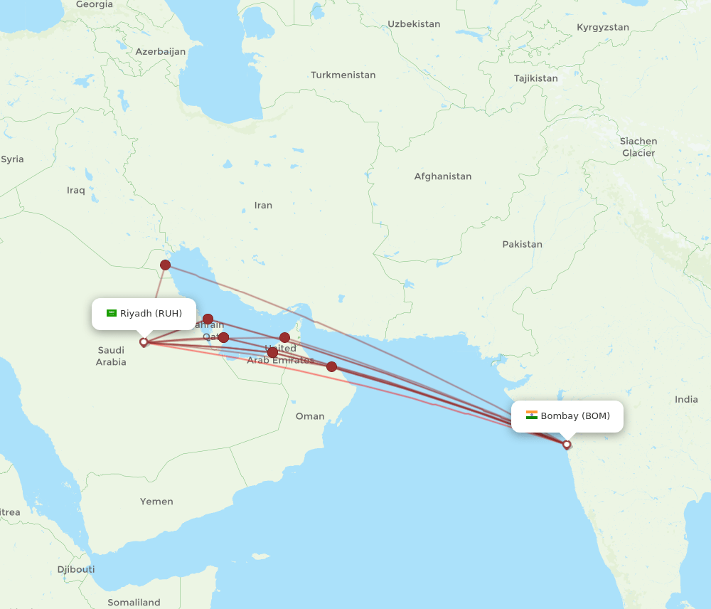 BOM-RUH flight routes
