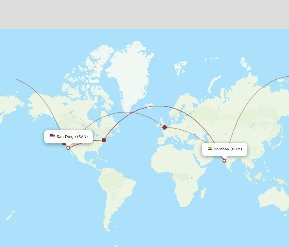 BOM-SAN flight routes