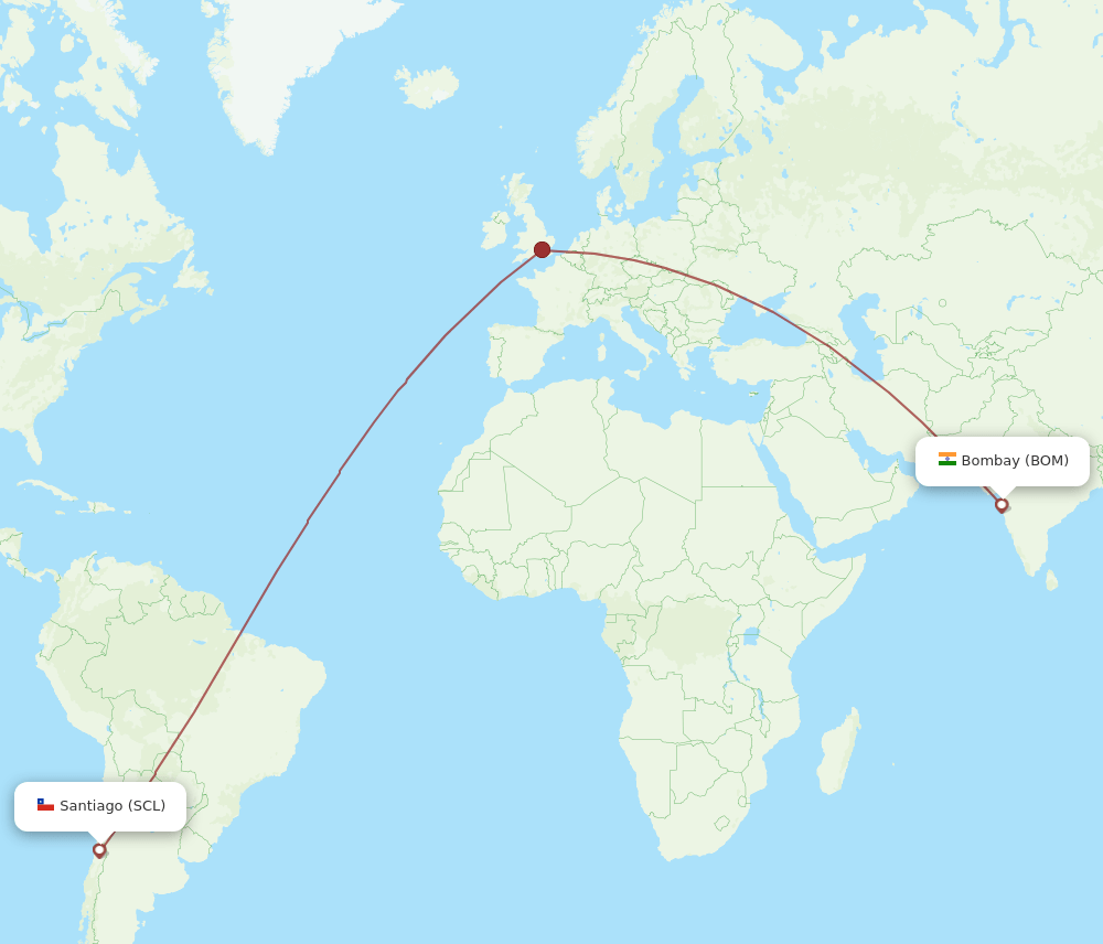 BOM-SCL flight routes