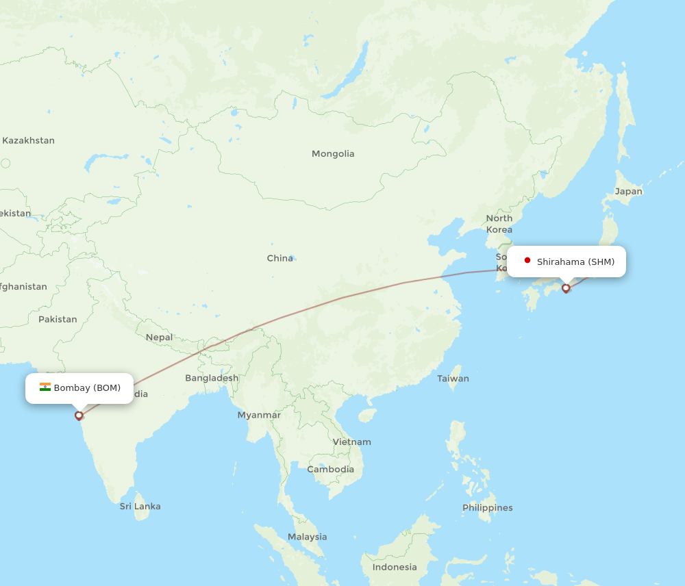 BOM-SHM flight routes