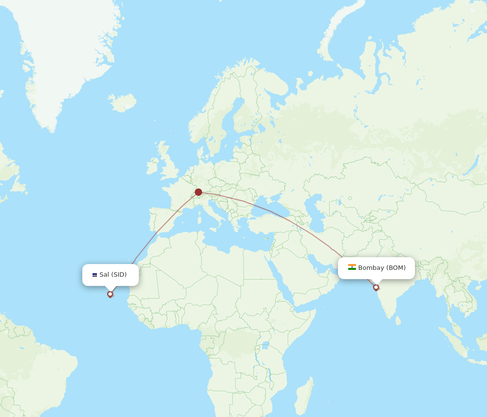 BOM to SID flights and routes map