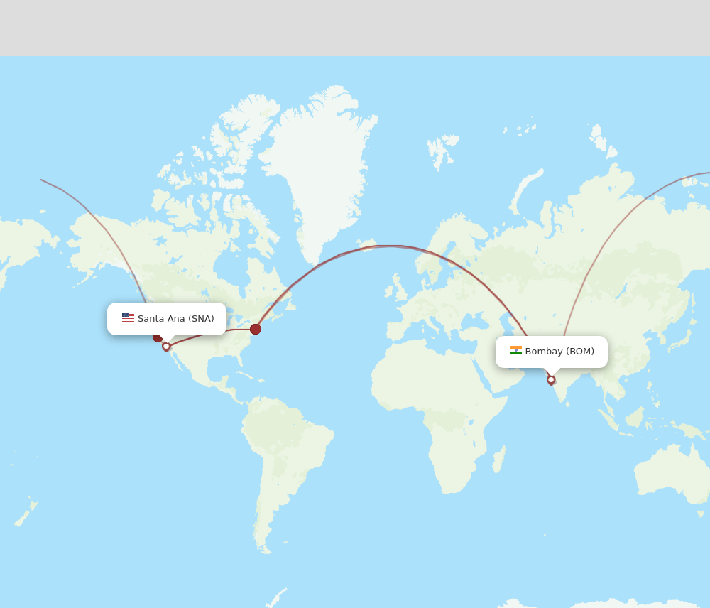 BOM to SNA flights and routes map
