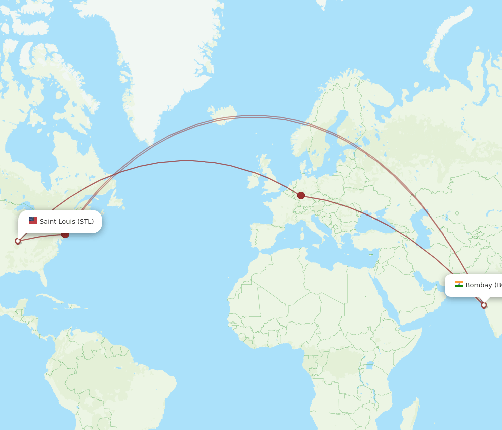 BOM-STL flight routes
