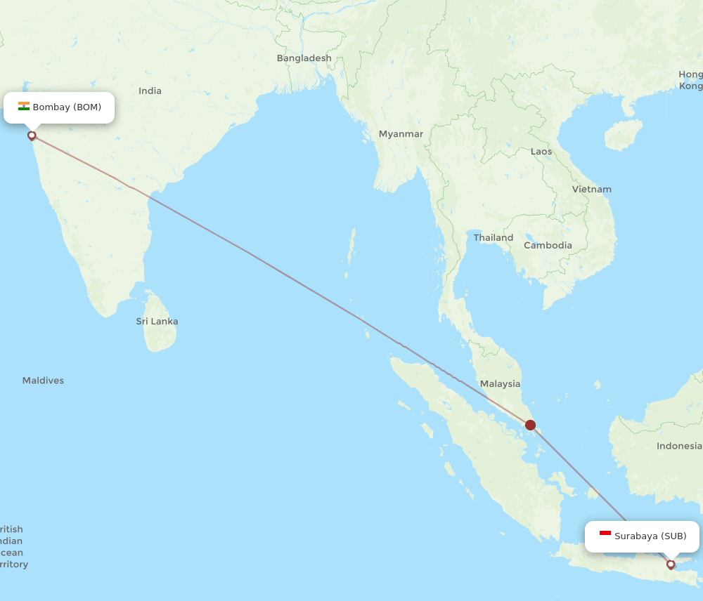 BOM-SUB flight routes