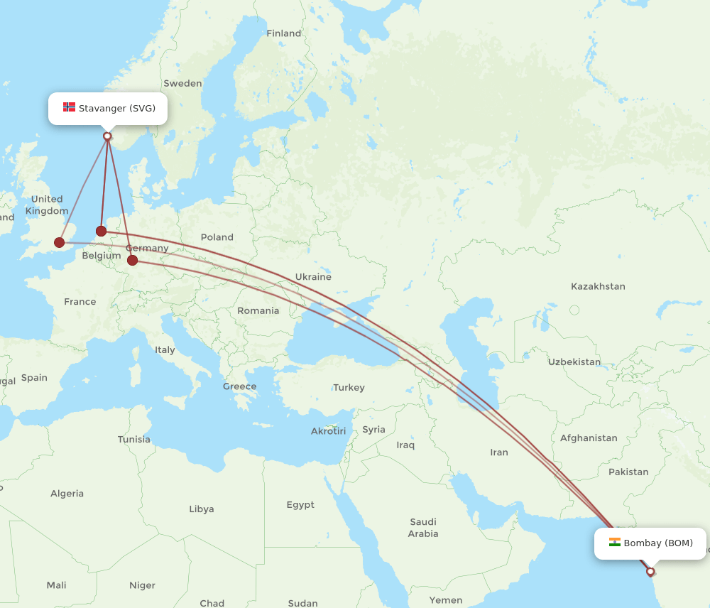 BOM-SVG flight routes