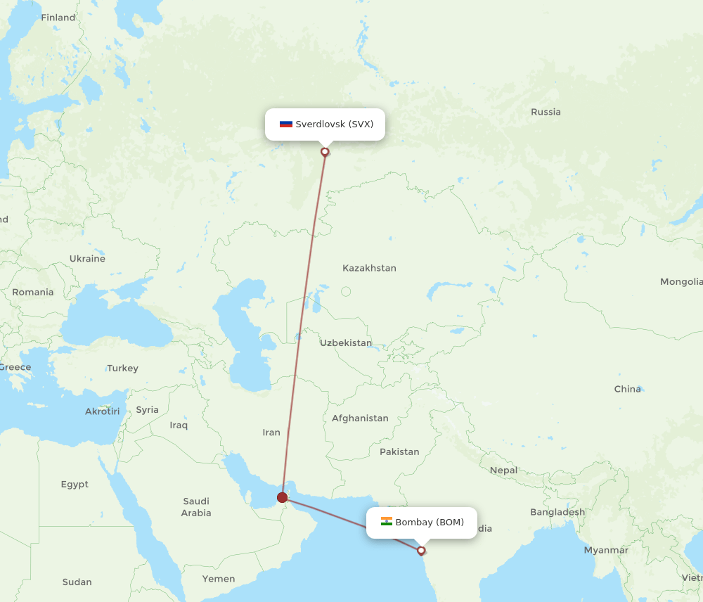 BOM-SVX flight routes