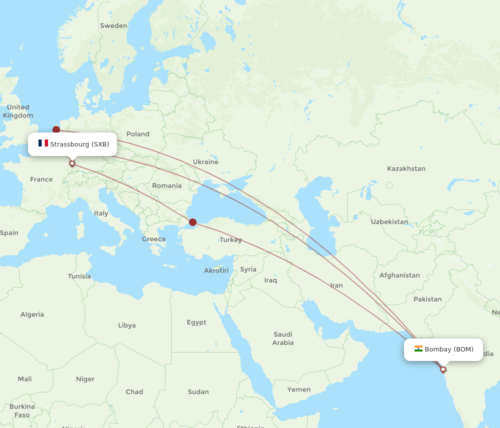 BOM-SXB flight routes