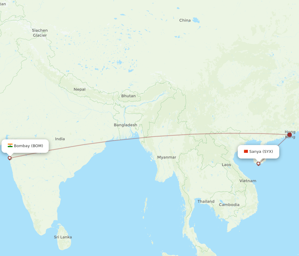 BOM-SYX flight routes