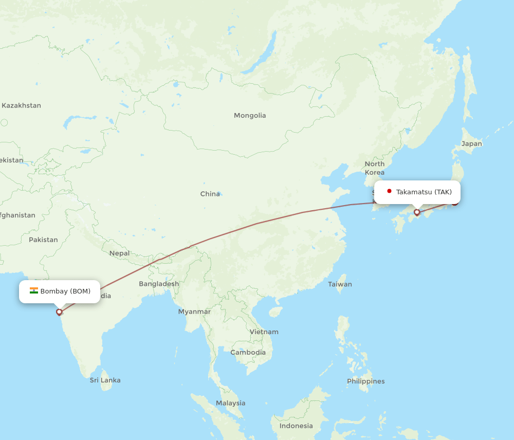 BOM-TAK flight routes