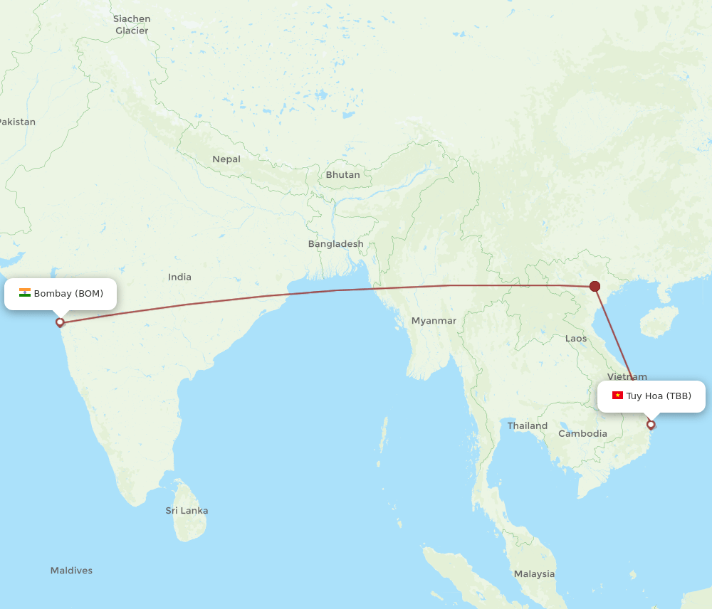 BOM-TBB flight routes