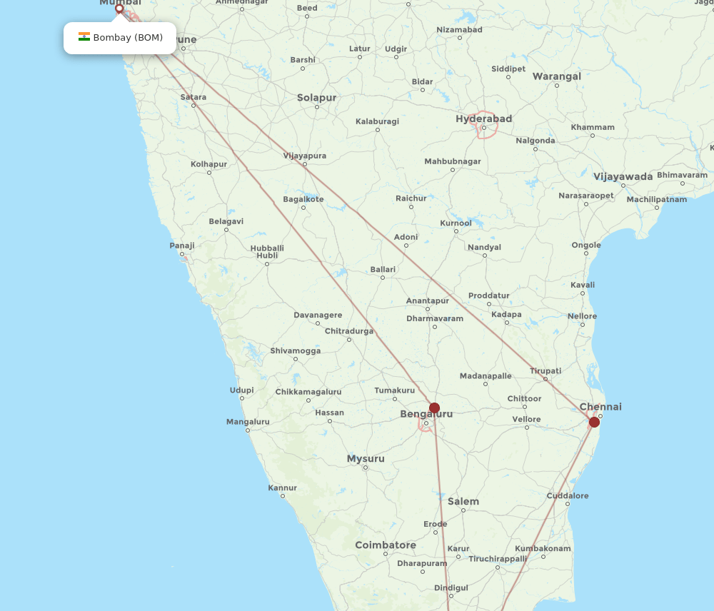 BOM-TCR flight routes