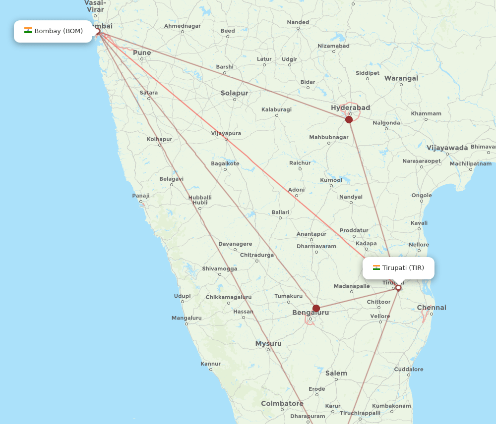 BOM-TIR flight routes