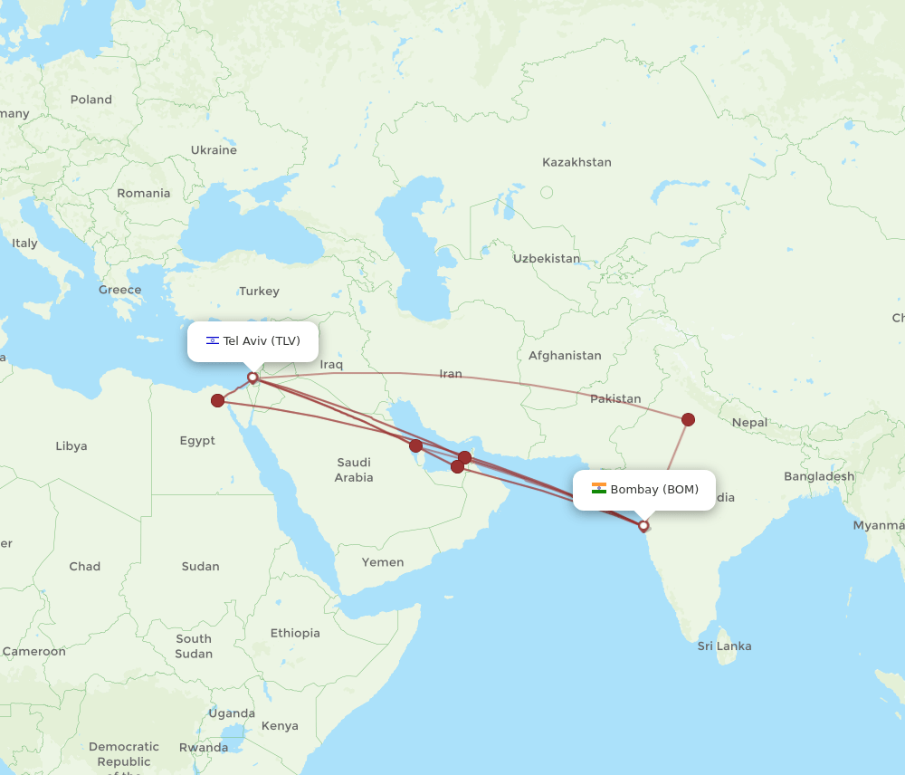 BOM-TLV flight routes
