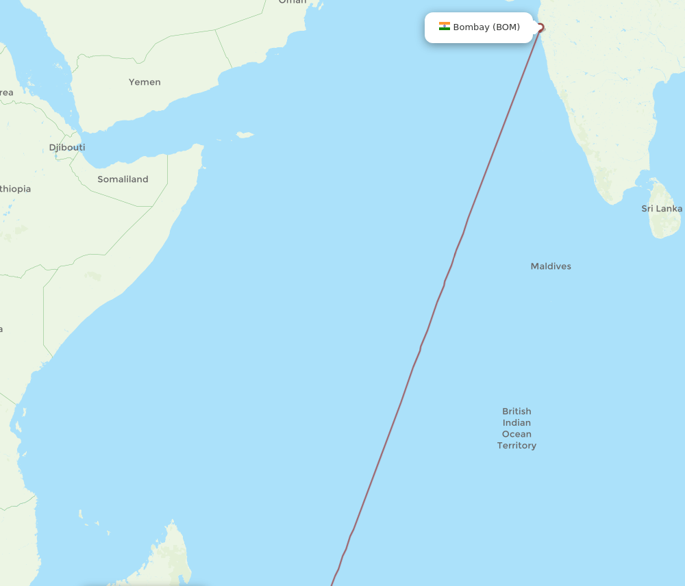 BOM-TNR flight routes