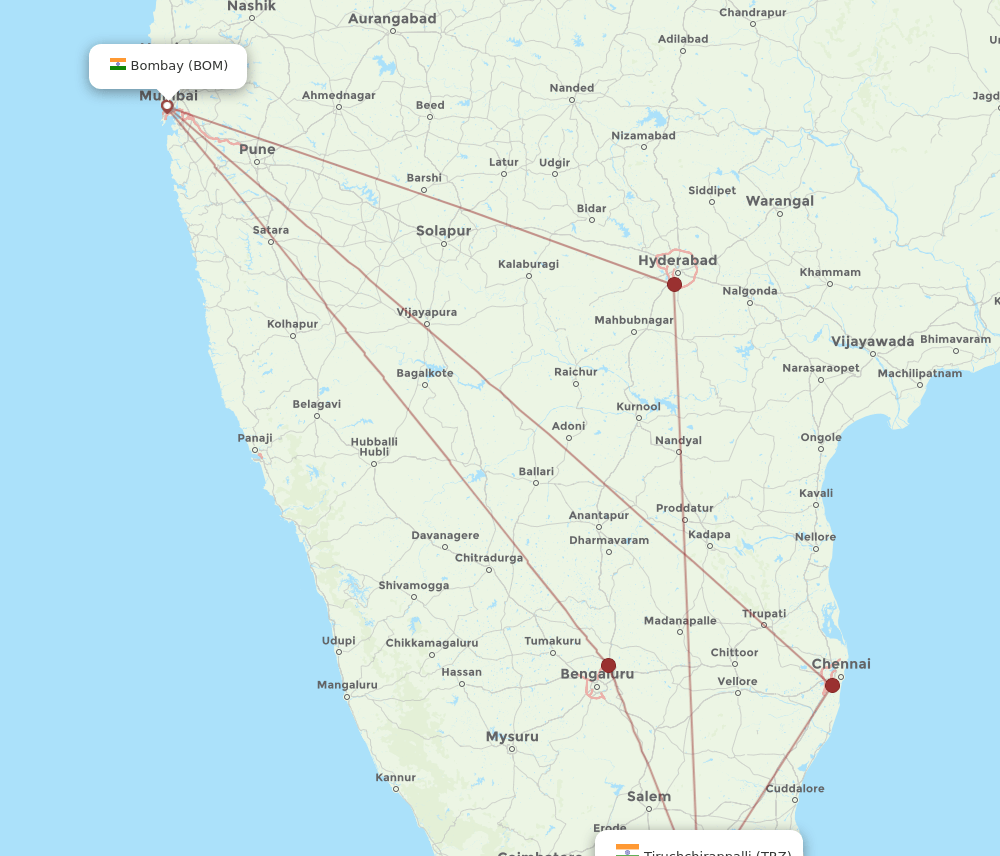 BOM to TRZ flights and routes map