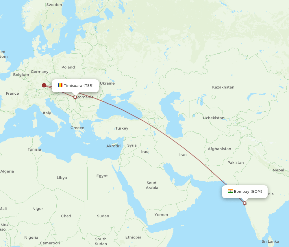 BOM-TSR flight routes