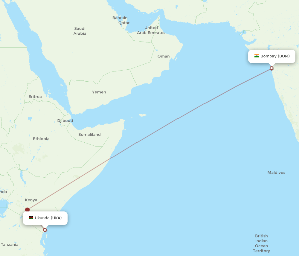 BOM-UKA flight routes