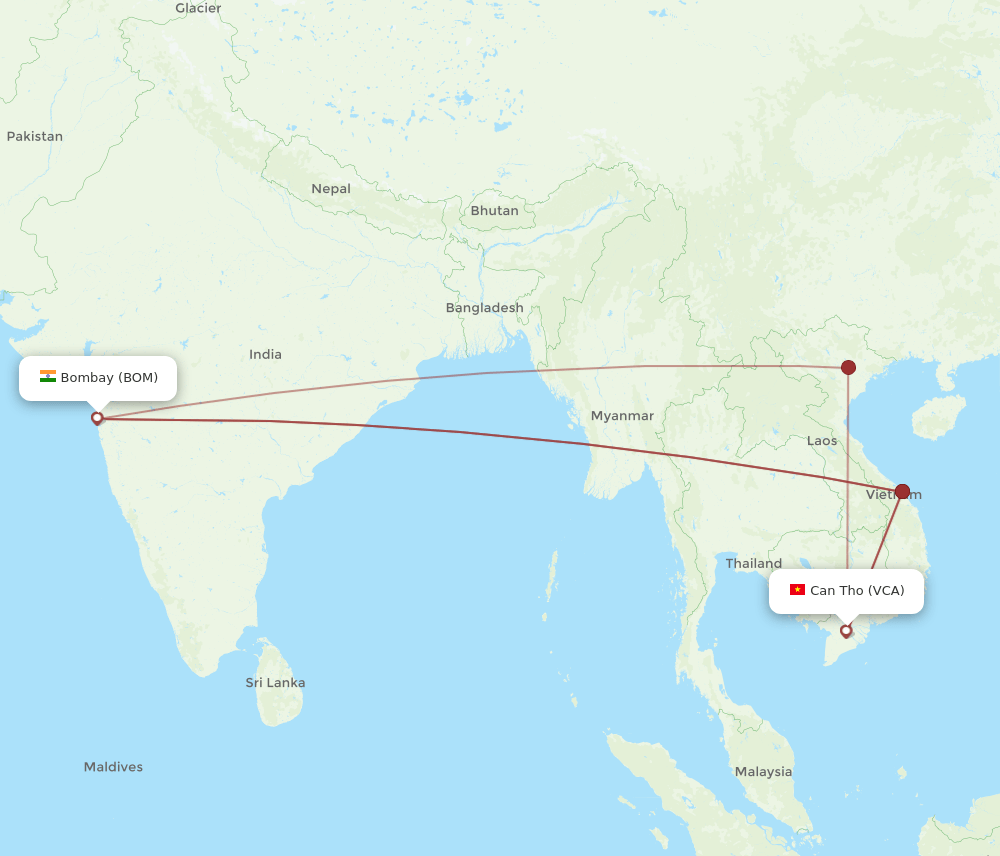 BOM-VCA flight routes