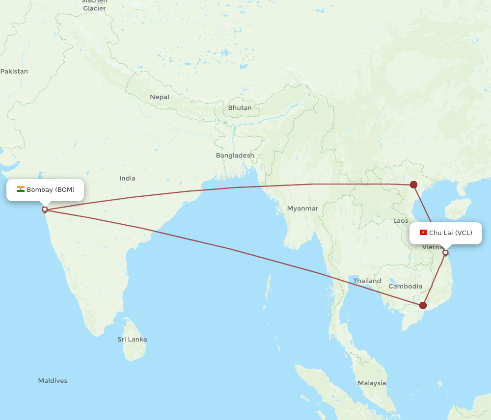 BOM to VCL flights and routes map