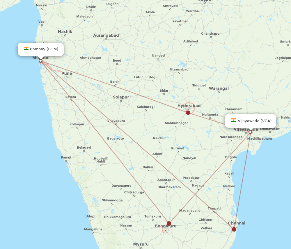 BOM-VGA flight routes