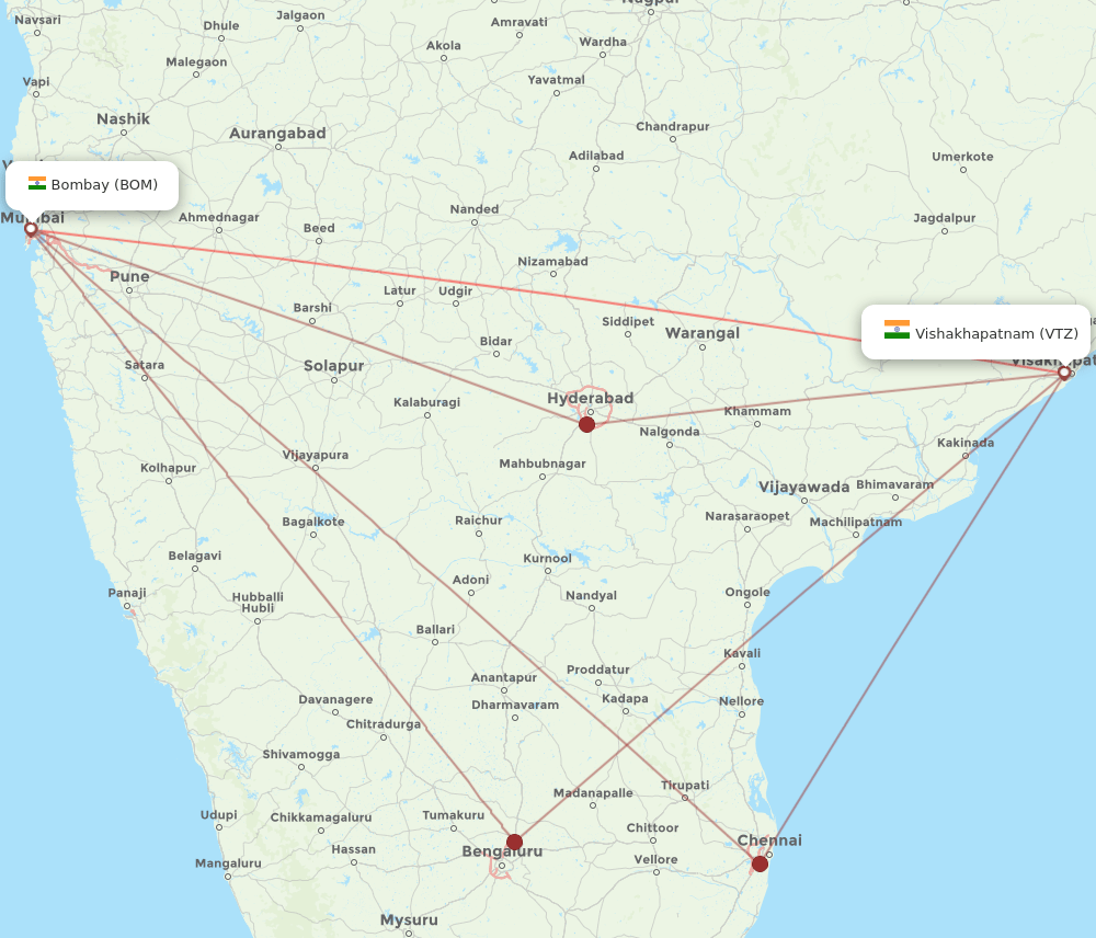 BOM-VTZ flight routes