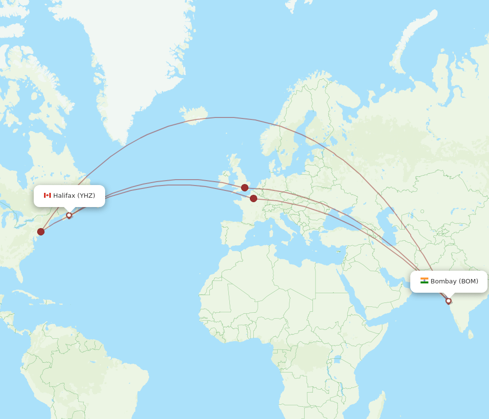 BOM-YHZ flight routes