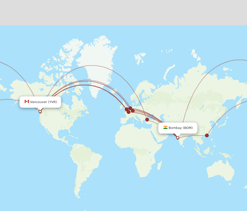 BOM-YVR flight routes